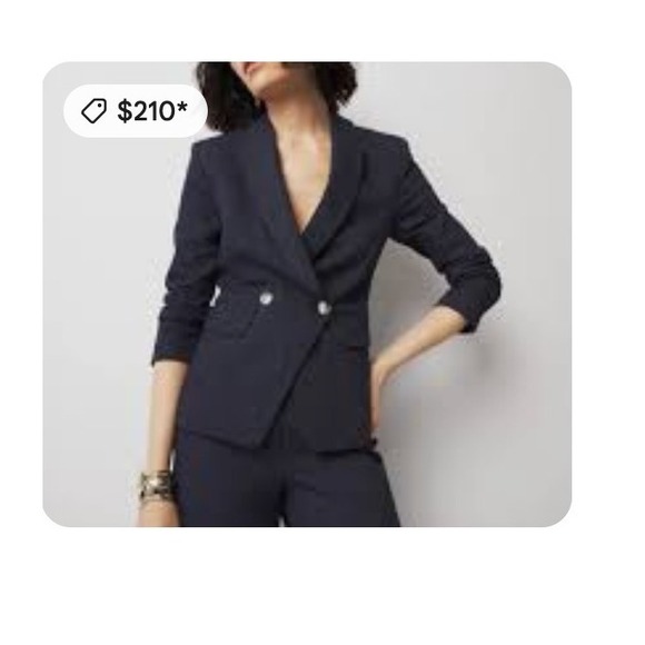 NWT White House Black Market Petites Black Blazer Double Breasted‎ Size 4P NWT